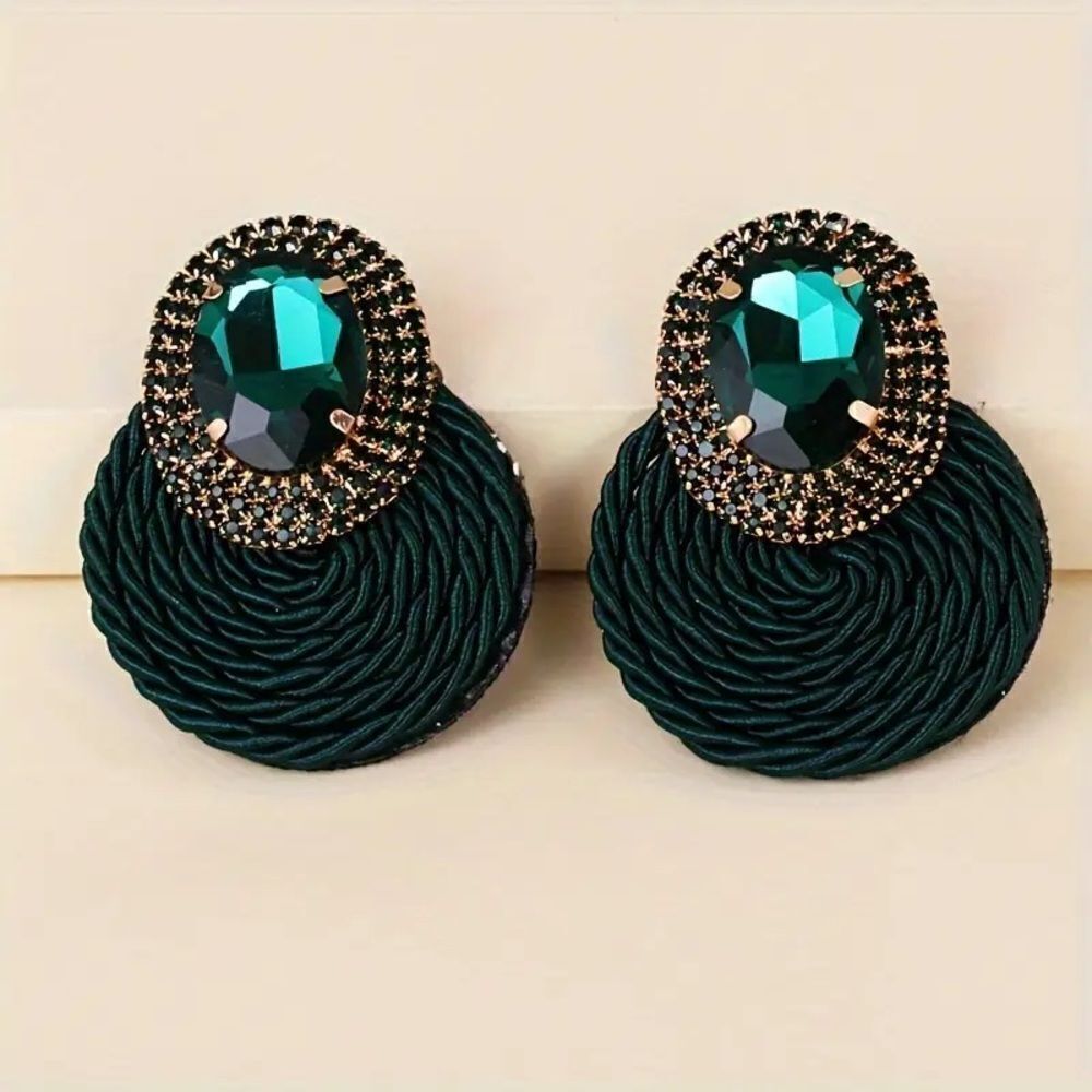 Green crystal earrings M848